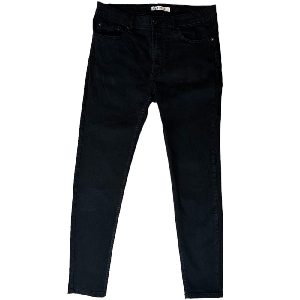 Zara Men's Black Denim Jeans Slim Straight Leg Stretch Pants Waist 34